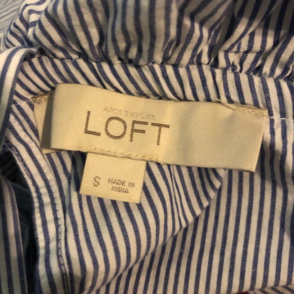 Loft Pinstripe Dress with Colorful Flower Detail - Picture 3 of 3